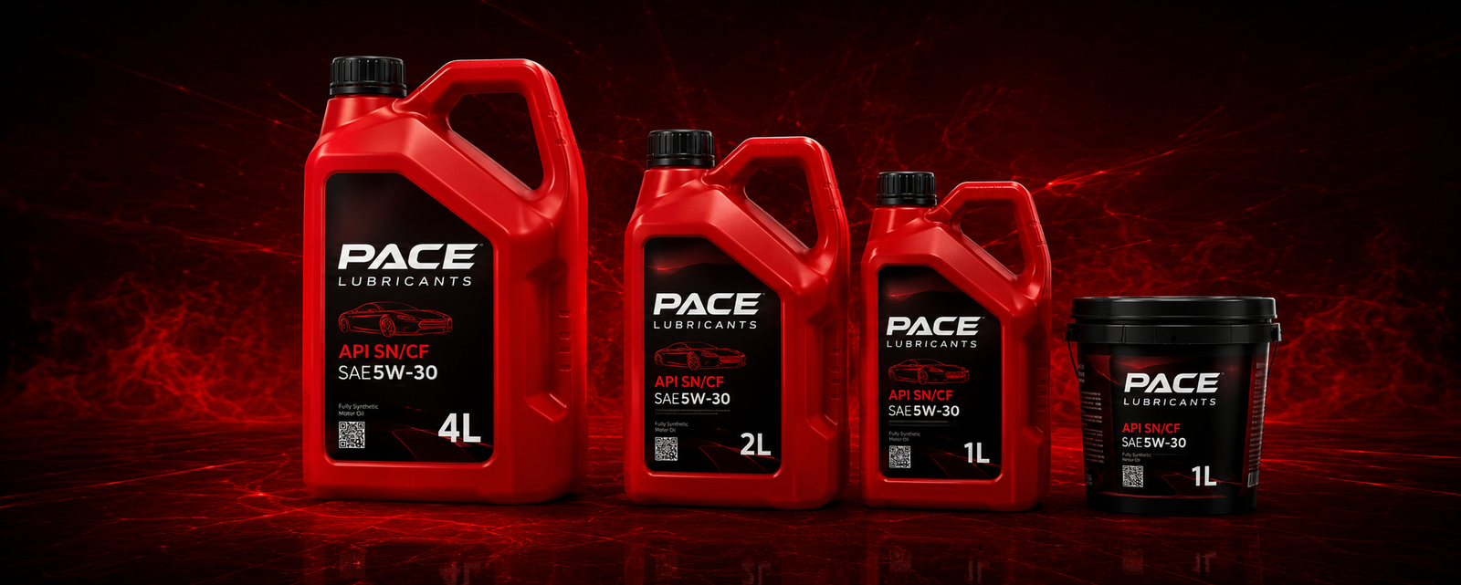 PACE Lubricants engine oil bottle range