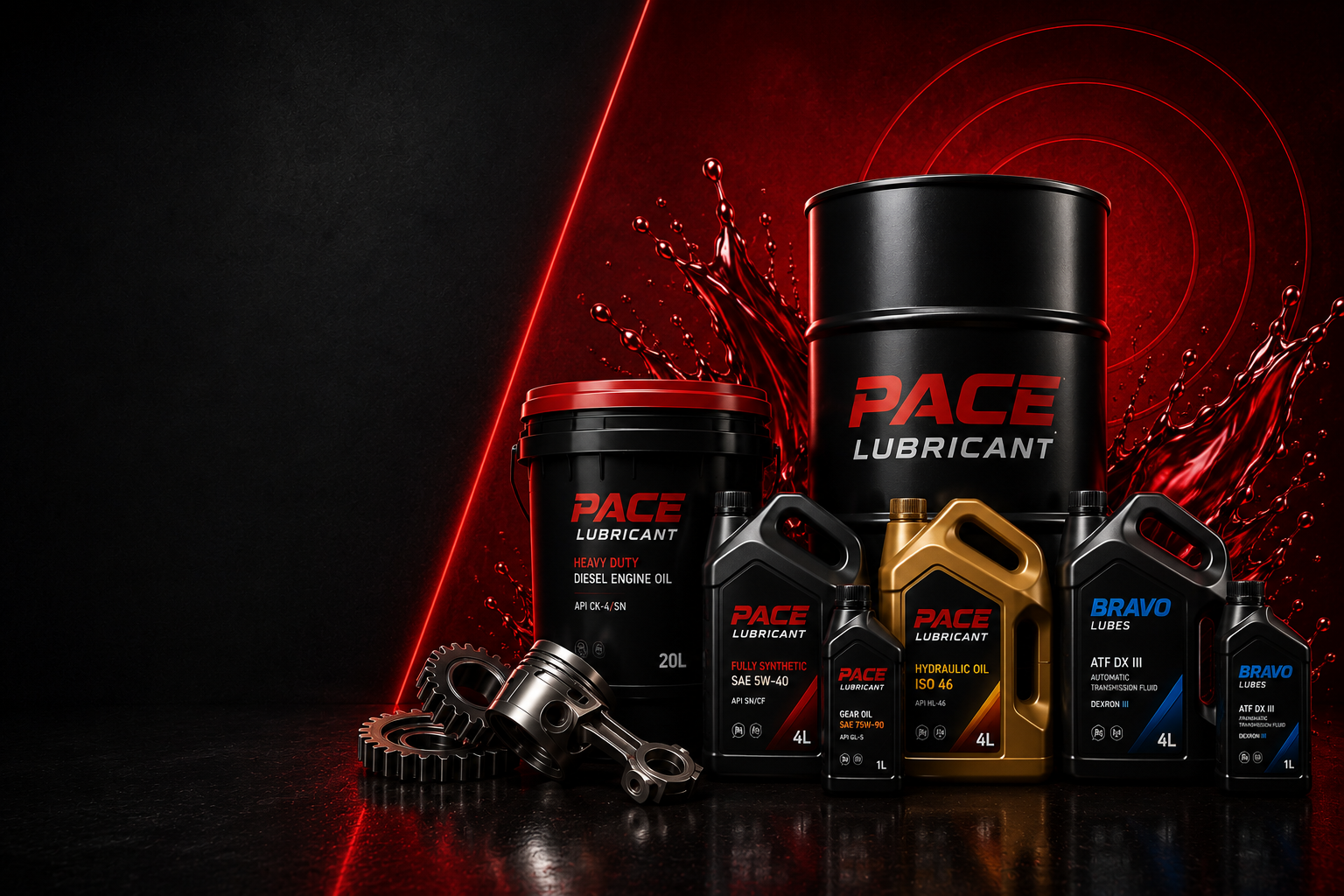PACE Lubricant and Bravo Lubes engine oils, gear oils and greases