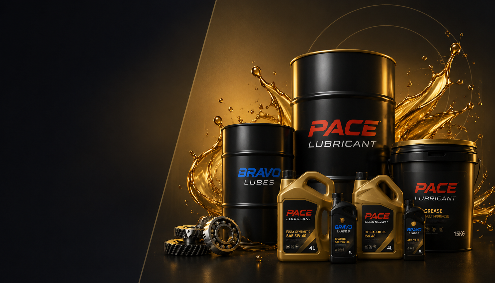 Full PACE Lubricant and Bravo Lubes product range for OEM and private label manufacturing