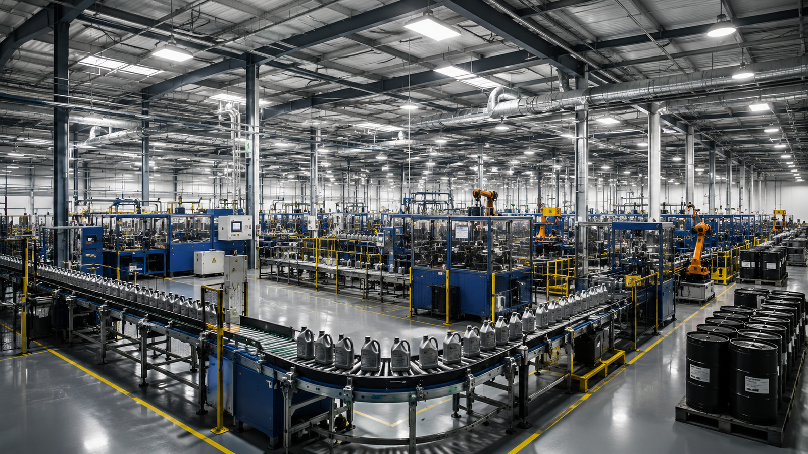 Modern manufacturing facility with automated production line